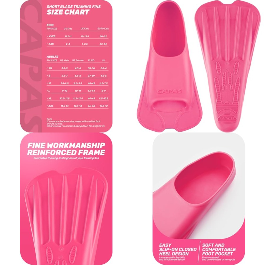 Swim Fin Short Blade - Swim Training Fins Comfortable Silicone Lap