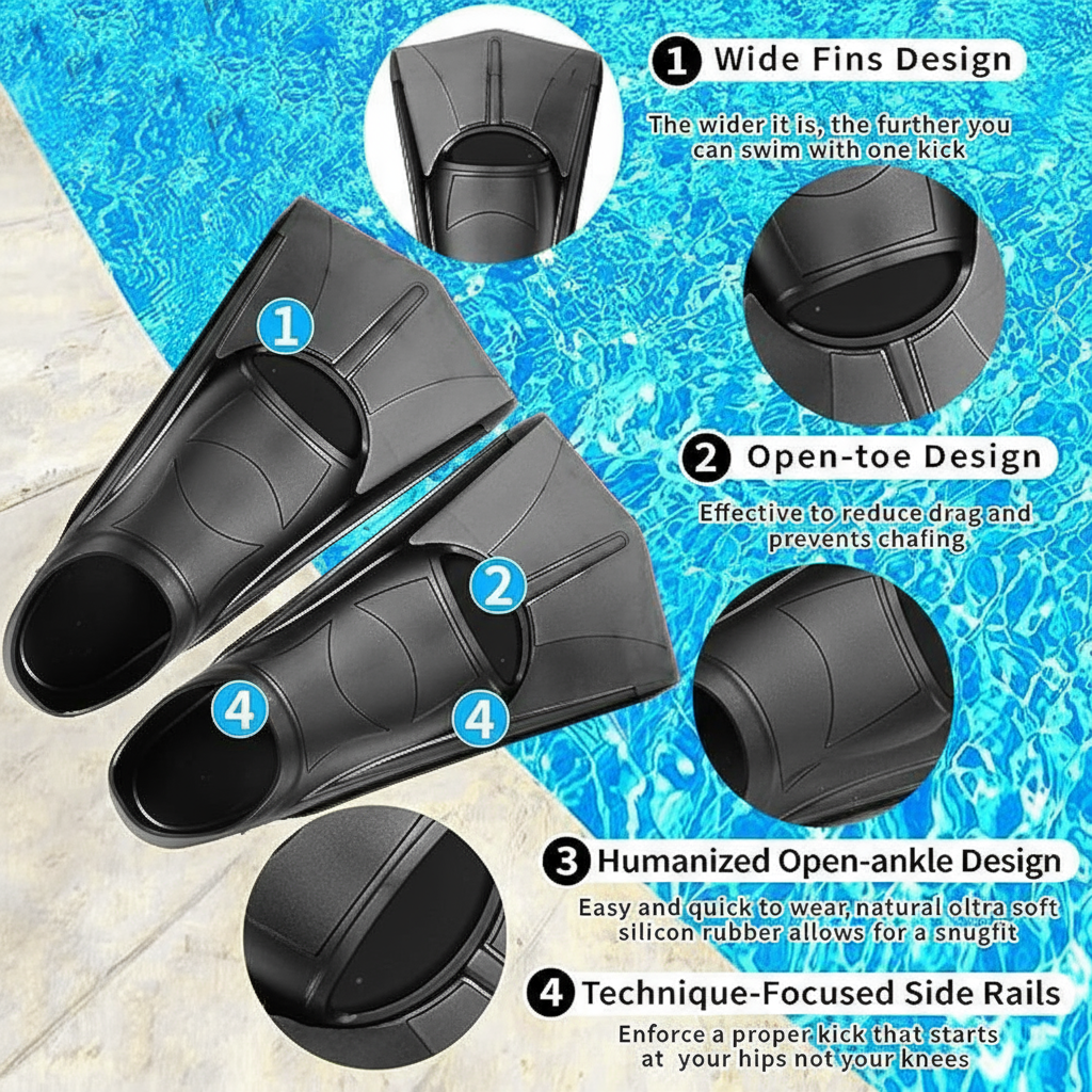 Silicone Fins Swim Training Sn - đánh giá và giá Swim Fin Short Blade