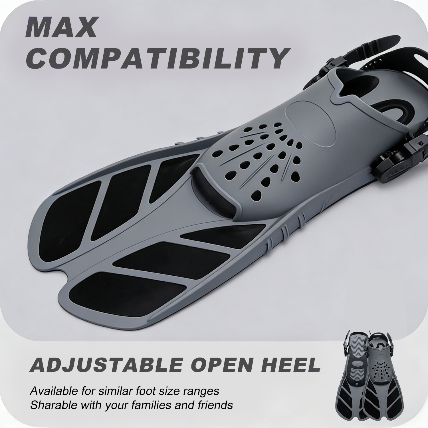 Snorkel Fins Adjustable Buckle - đánh giá và giá Swim Fin Short Blade