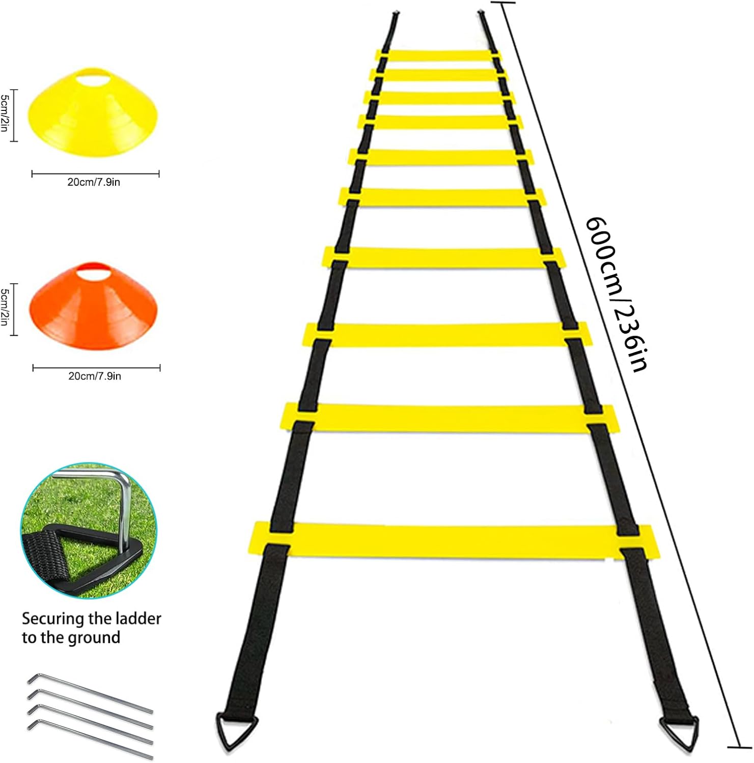 Agility Training Set with 20ft - đánh giá và giá Football Training Cone